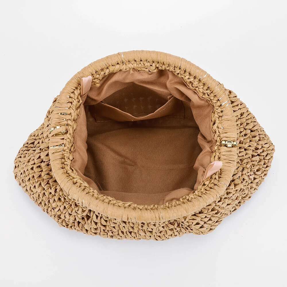 Straw Clutch Purse For Women Woven Raffia Shoulder Fashion Chain Messenger Bags Crochet Handbag Summer Beach Crossbody Bag