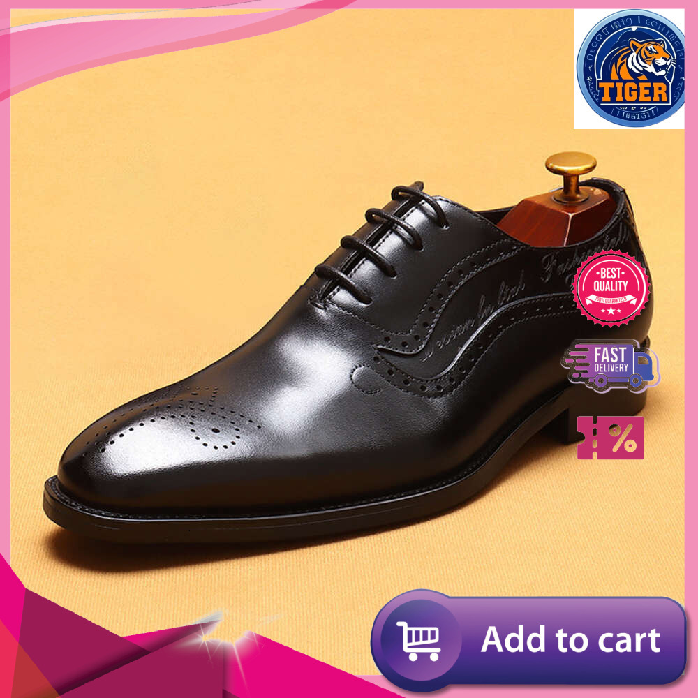Ddmytiger Leather Genuine Pointed Hand Painted Men S Shoes Business Dress Carved Block Oxford Outdoor Shoes