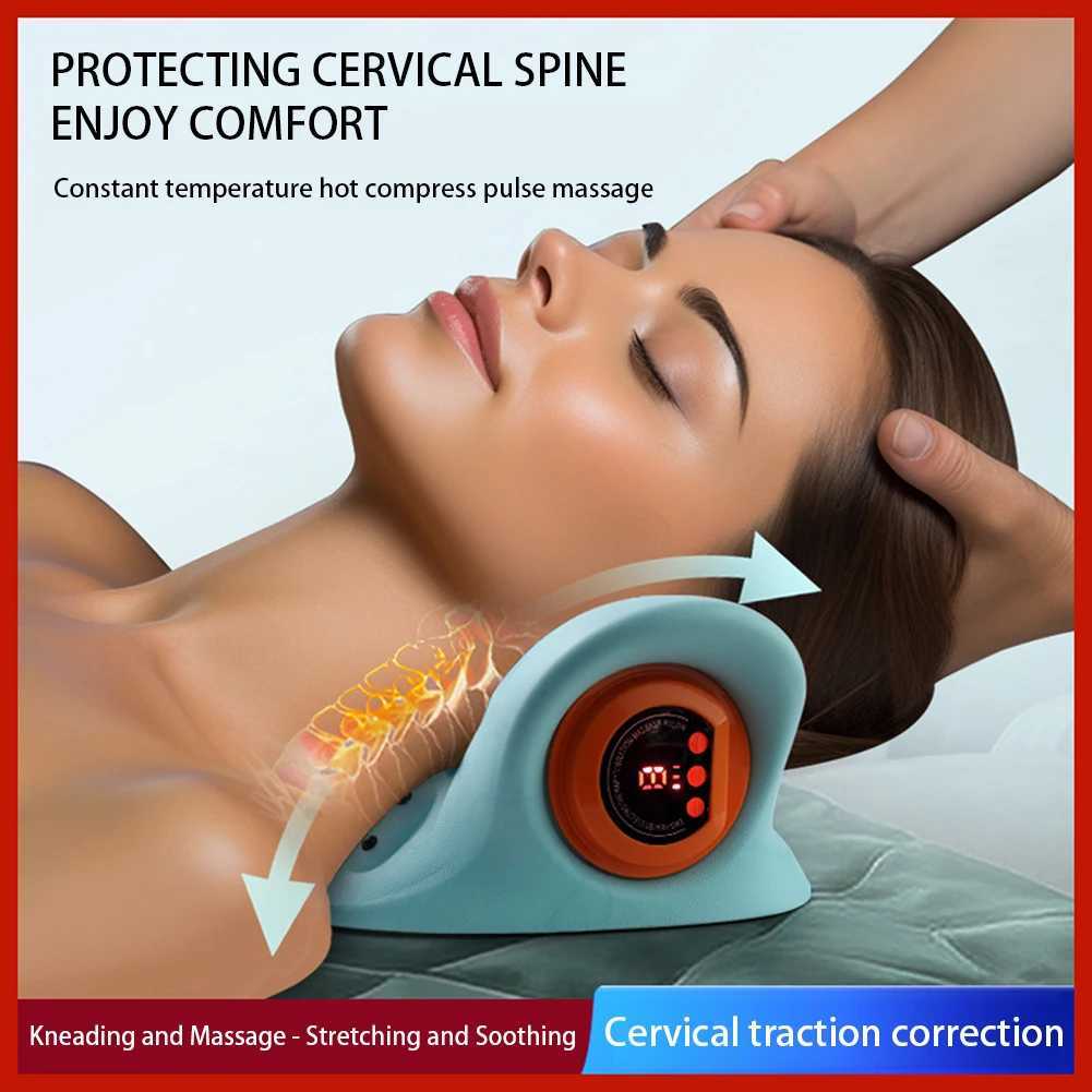 EMS-Cervical Tractions Heating Neck Spine Pillow Rechargeable Portable Pain Relief Massage Pillow For Muscle Relax GiftW250512
