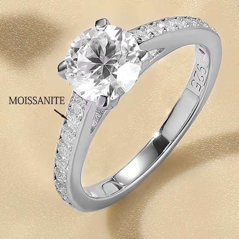Customized 14K 18K White/Yellow/Rose Gold Classic Engagement Ring Claw Set Circular Cut D-VVS Moissanite Gem for Anniversary