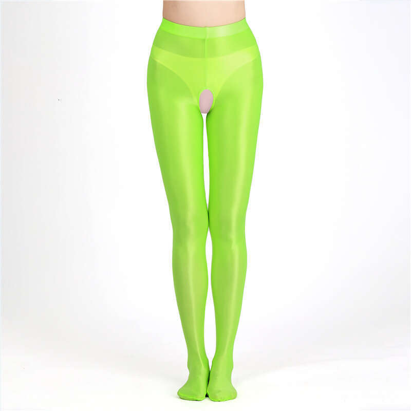 Patent Leather Sexy Lingerie Internet Celebrity Silk Lubricant Glossy Large Size Open Cut Non Removable Jumpsuit Pantyhose Sexy A KQ