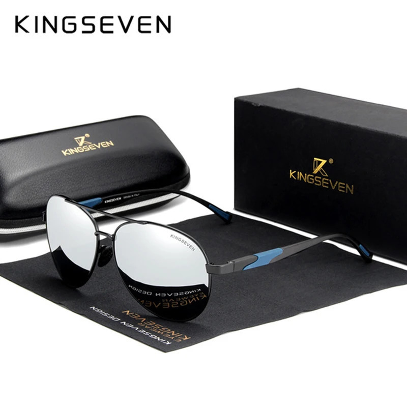 KINGSEVEN Classic Retro Men Sunglasses Pilot Aluminum Frame Outdoor Polarized UV400 Lens Male Glasses Fishing Driving Eyewear 250509