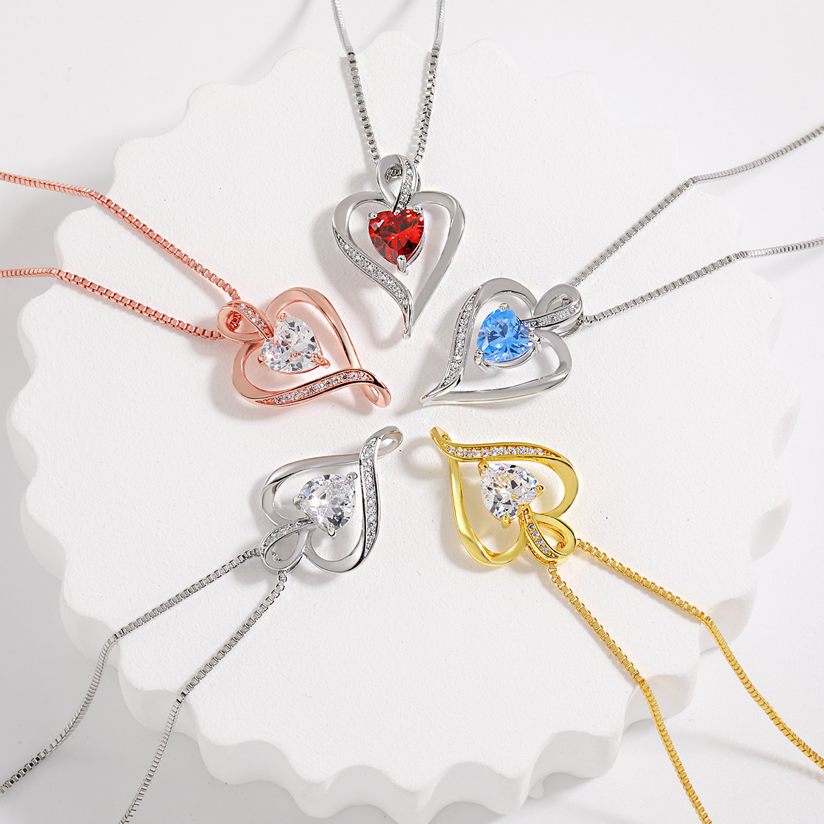 Heart-Shaped Pendant Necklace with Zodiac Stones - Perfect Gift for Mother's Day, Eternal Love & Affection