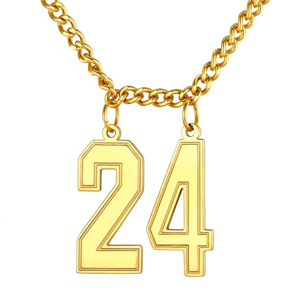 U7 Stainless Steel Custom Numbers Necklace Lucky Number Baseball Soccer Football Basketball Star Player Fans Unisex Jewelry Gift 250512