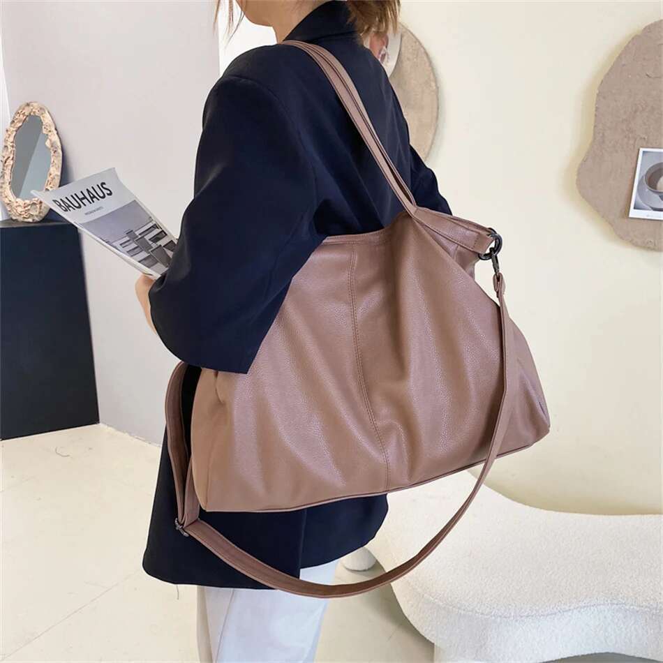 Designer Bag 2025 Large Black Shoulder Crossbody Bags For Women 2024 Hobo Shopper Sac Solid Color Quality PU Leather Handbag Lady Travel Tote Bag Luxu