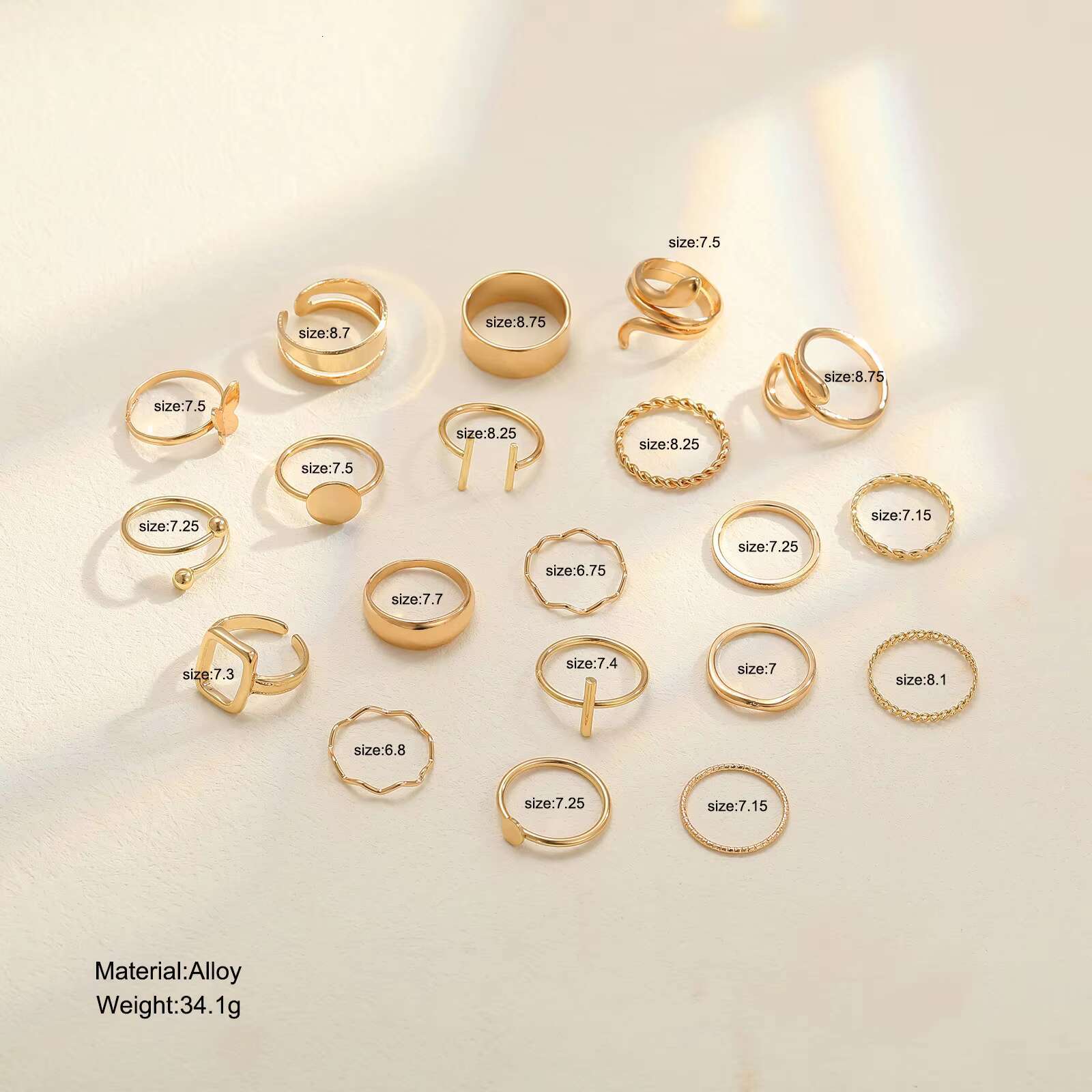 20 Sets Luxury Stainless Steel Finger Ring Gold Light Snake Butterfly Female Hand Decoration Seniors Engagement Ring Europe