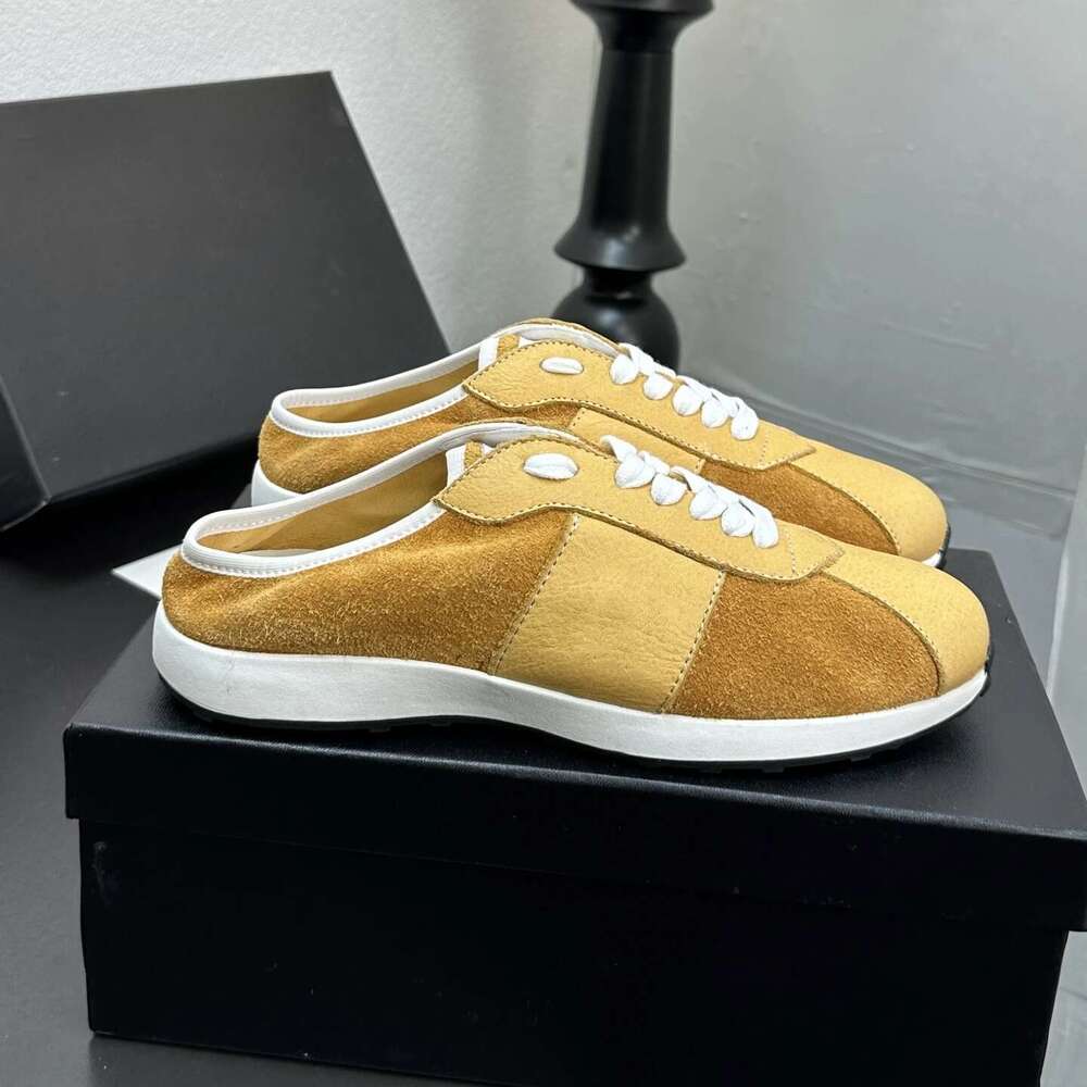 Women Size35-41 Genuine Leather Sneakers Natural Cow Suede Slippers Sports Mules Flats Designer Shoes Zapatillas De Mujer