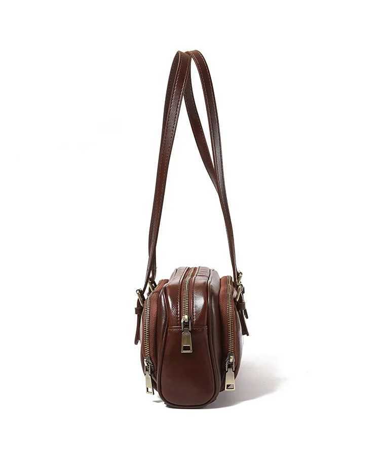 Retro Women Baguette Bags Genuine Leather Ladies Shoulder Bags Fashion Female Bowling BagsW250512