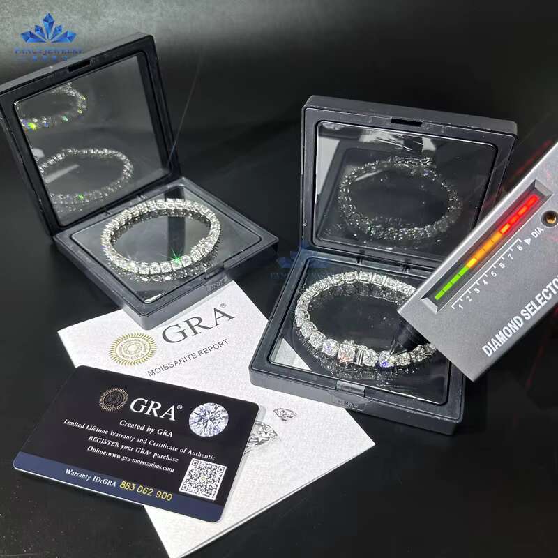 Fine Jewelry Women Micro Paved Cuban Bracelets D VVS Lab Diamond Cuban Link Chain Iced Out 925 Silver Moissanite Tennis Bracelet