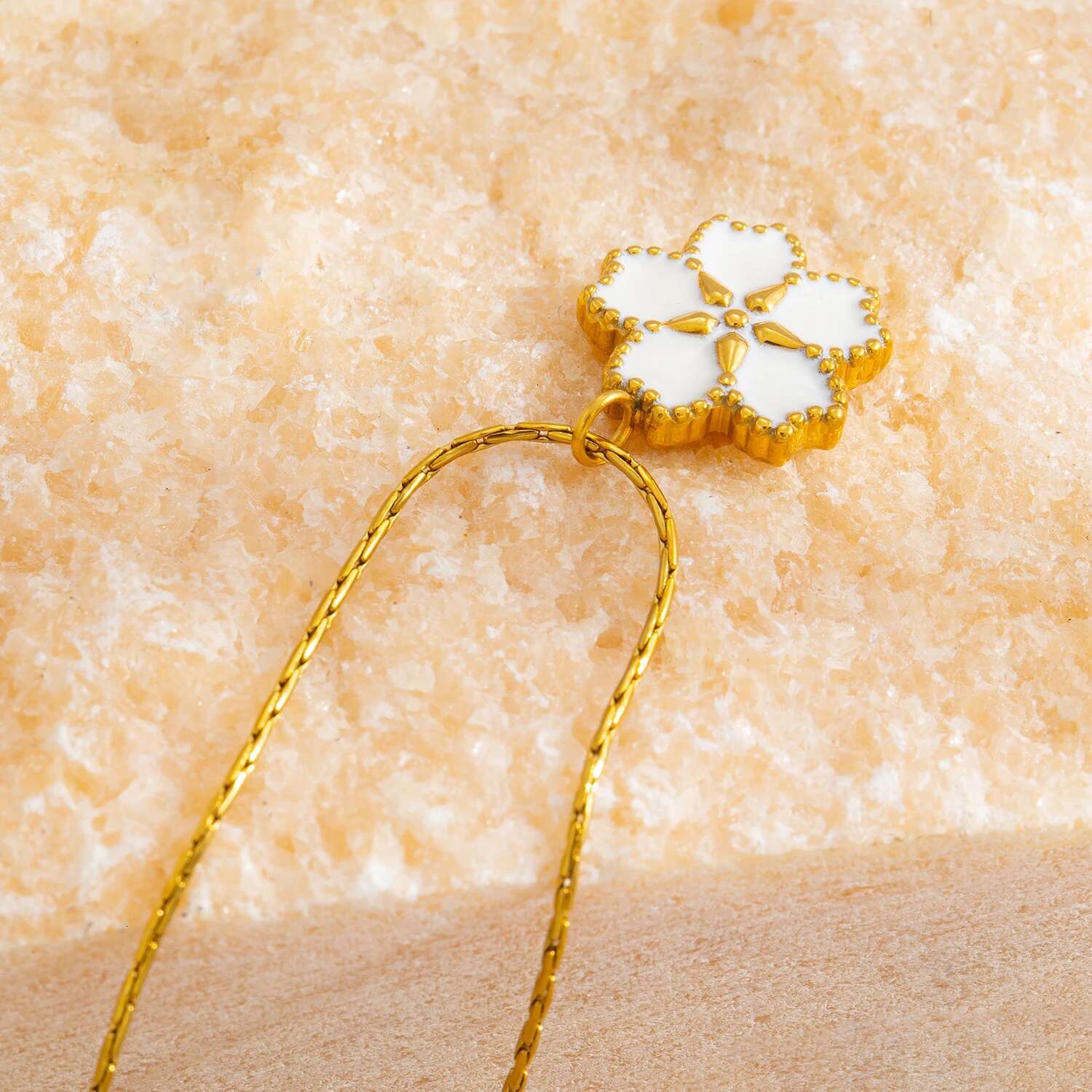 Stainless Steel Cherry Pendant Necklace For Women , Elegant White Floral Polished Hypoallergenic Jewelry As Gift