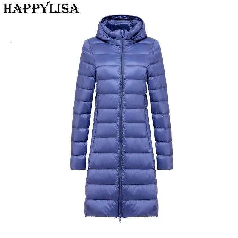 Women's Ultra Light Jacket Long Style White Duck Female Down Detachable Hooded Portable Slim Fit Outwear Dj01 Designer