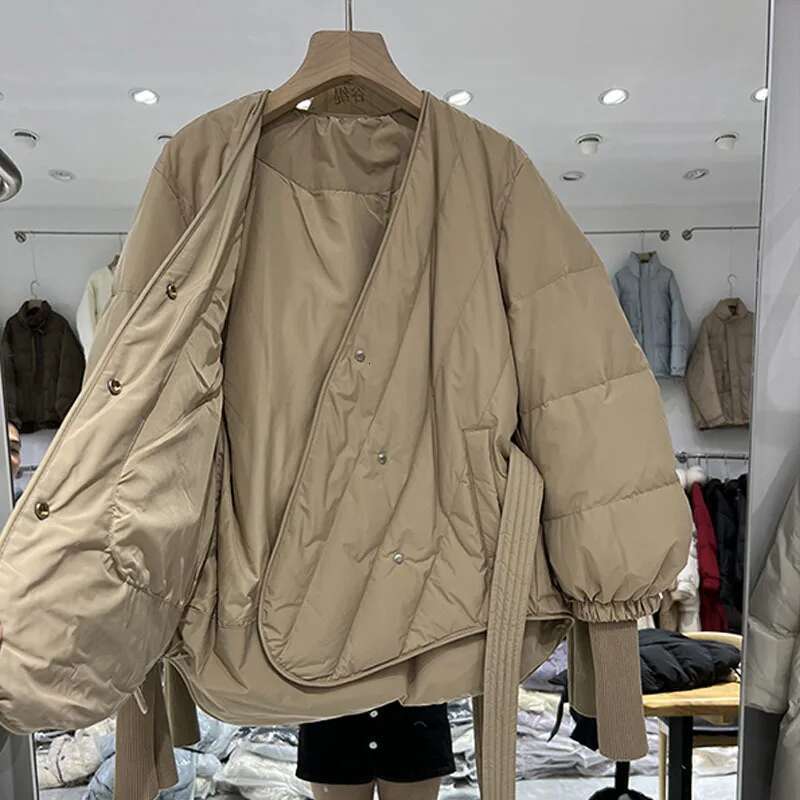 New Design Women Winter Jacket Solid Sashes Coat Female 90 White Duck Puffer Down Parka Sweet Office Outwear Designer