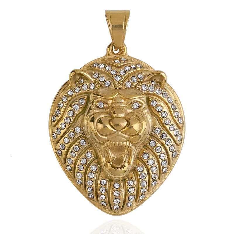Lion Head Pendants Necklaces Hiphop Jewelry Hipster lion Head Micro-set Full CZ Fashion Hip Hop Pendants Mens Necklace Pendant