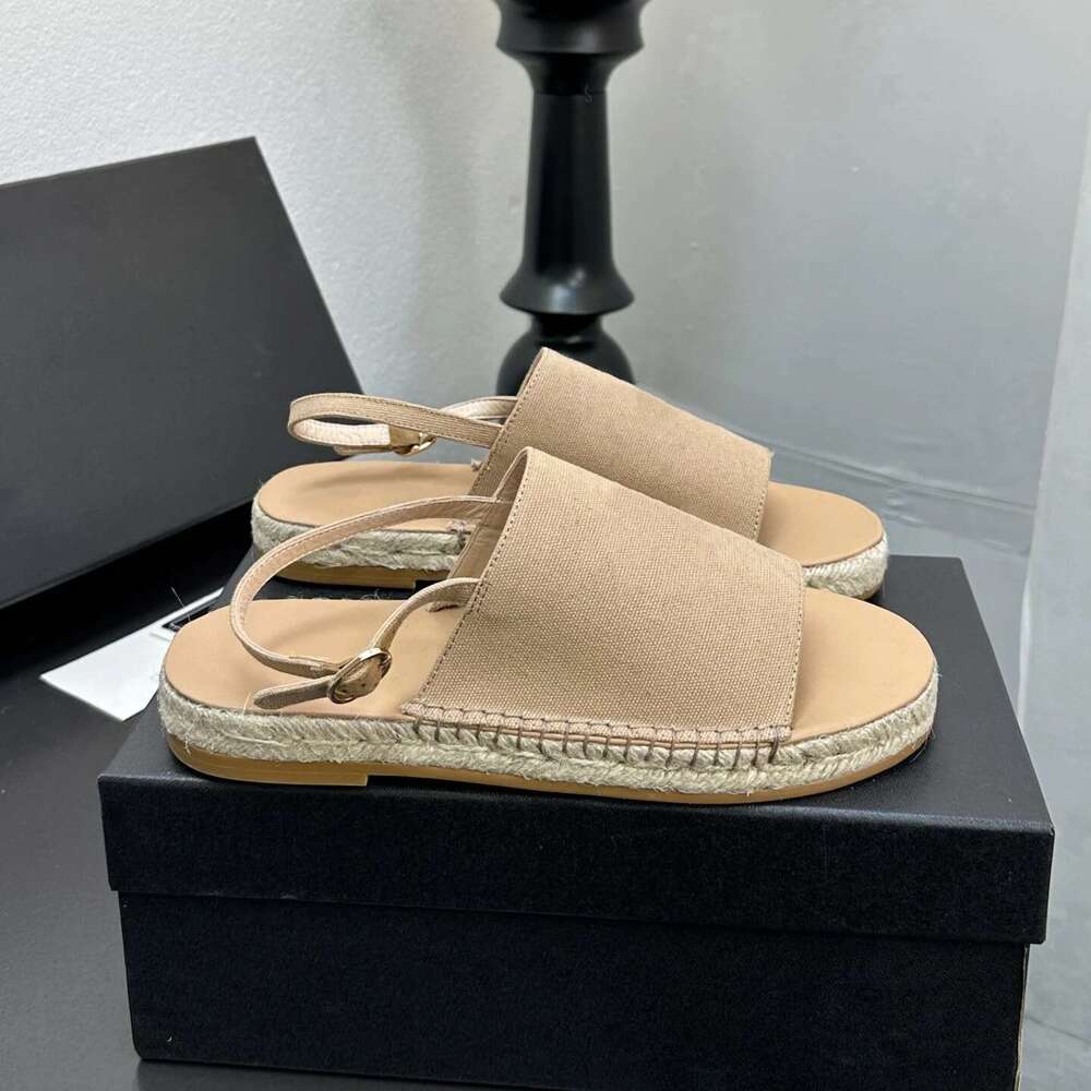 New Women Beach Sandals Low Heels Canvas Flat Platform Espadrilles Summer Buckle Strap Designer Shoes Zapatillas De Mujer