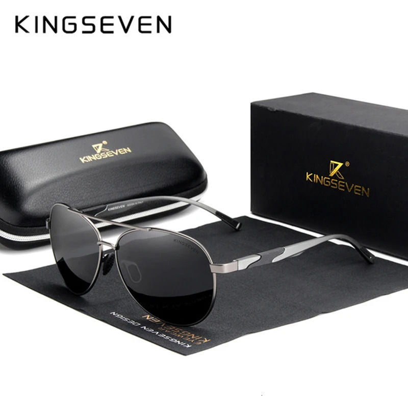 KINGSEVEN Classic Retro Men Sunglasses Pilot Aluminum Frame Outdoor Polarized UV400 Lens Male Glasses Fishing Driving Eyewear 250509