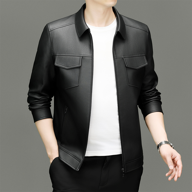 Elegant Waterproof Leather Jacket for Professionals 8569