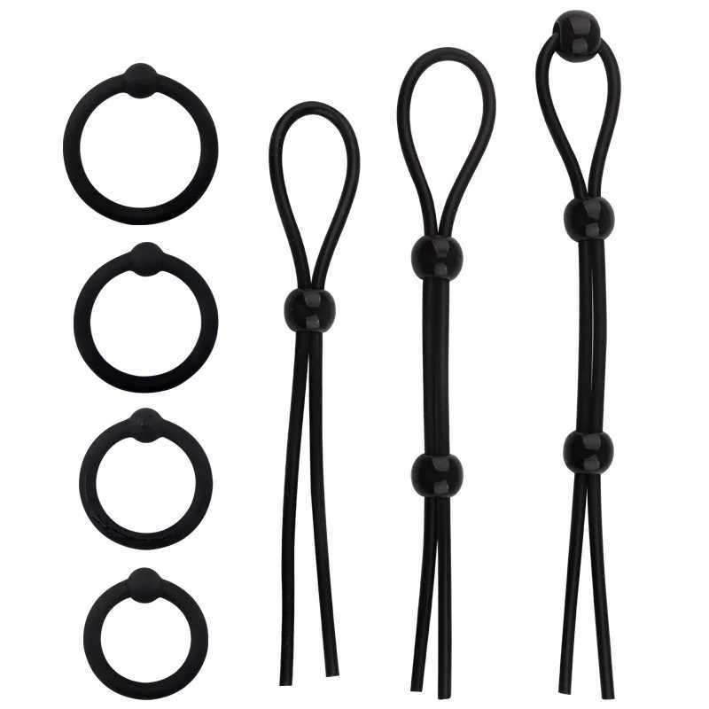 Adjustable Penis Ring Rope Sex Toys for Adults Men Silicone Ejaculation Delay Cock Scrotum Ring Male Lasting Cockring Penis Ring W250512