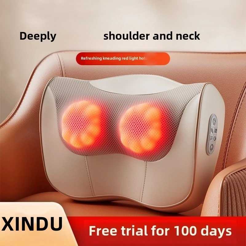 XINDU Neck Hip Massage Pillow Cervical Massager Waist Back Shoulder Shiatsu Kneaded Multifunctional Hot Compress Relaxation GiftW250512