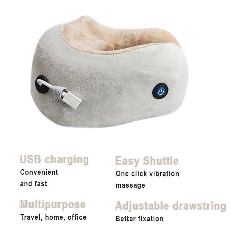 Portable U-shaped Neck Massager Electric Neck and Shoulder Vibration Massage Single Button Operation Suitable for Travel WorkW250512