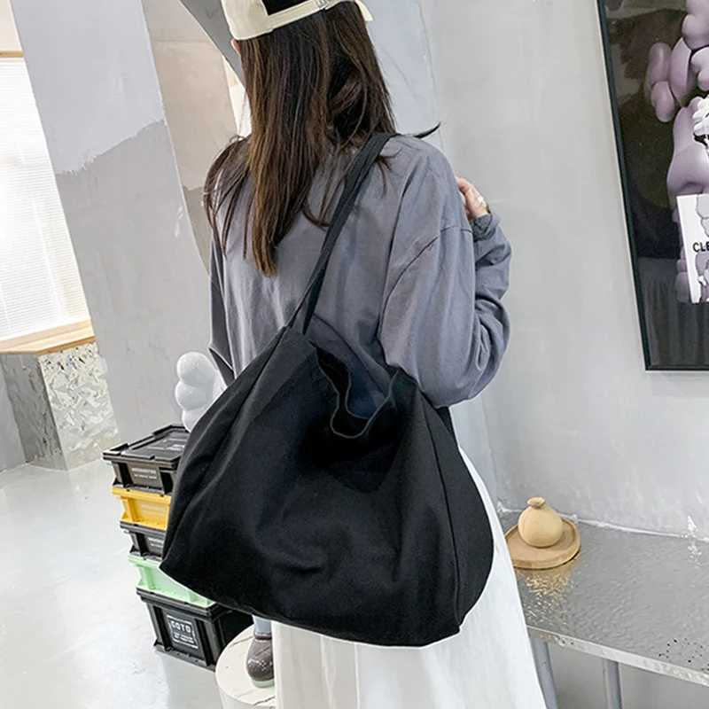 Casual Large Capacity Canvas Shopper Totes High Quality Eco Reusable Grocery Handbag For Women Travel Shoulder Bags Daily PouchXJ250512