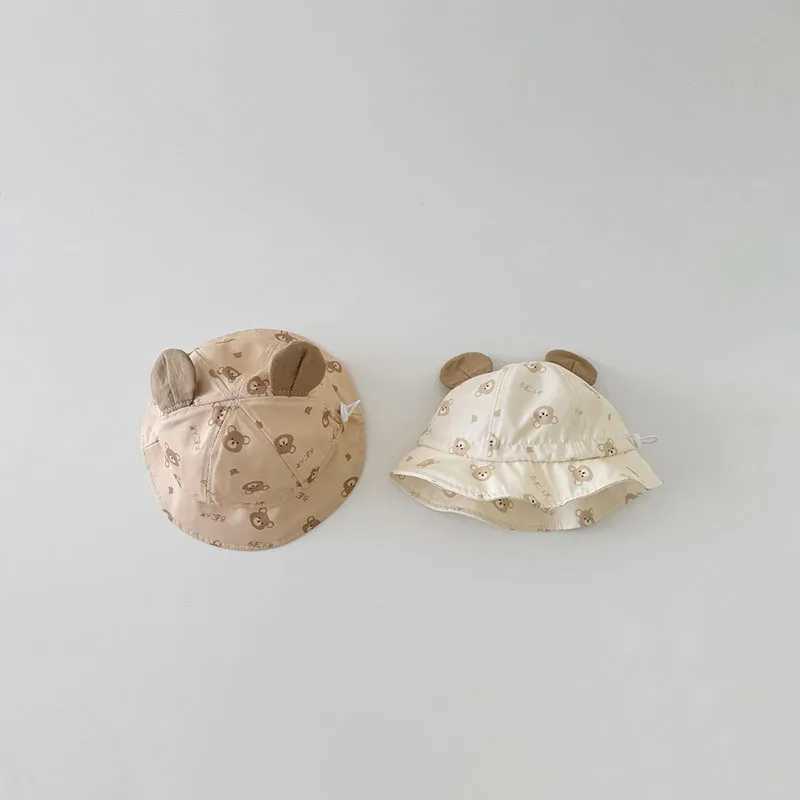 Cute Bear Baby Bucket Hat With Ears Spring Summer Infant Girl Boy Basin Cap Outdoor Toddler Kids Sun Protection Fisherman Hat R250512