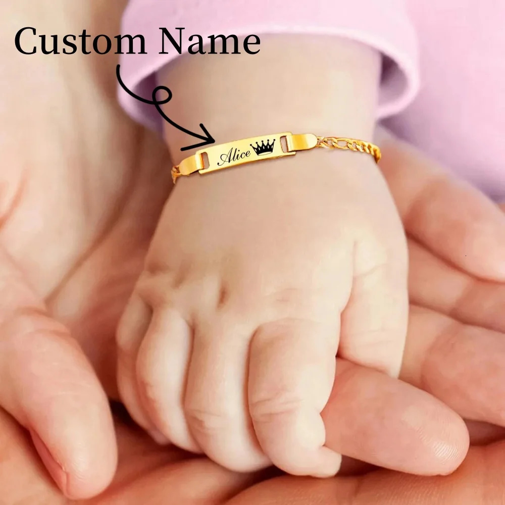 Custom Baby Name Bracelet Stainless Steel Nameplate Child ID Jewelry Personalized 250512