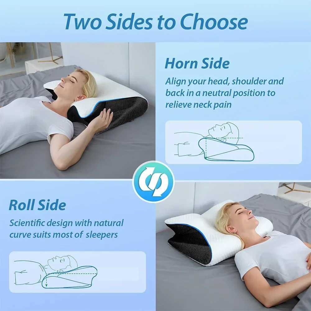 Memory Foam Cervical PillowButterfly Pillow2 in 1 Ergonomic Contour Orthopedic Pillow for Neck PainNeck PillowW250512