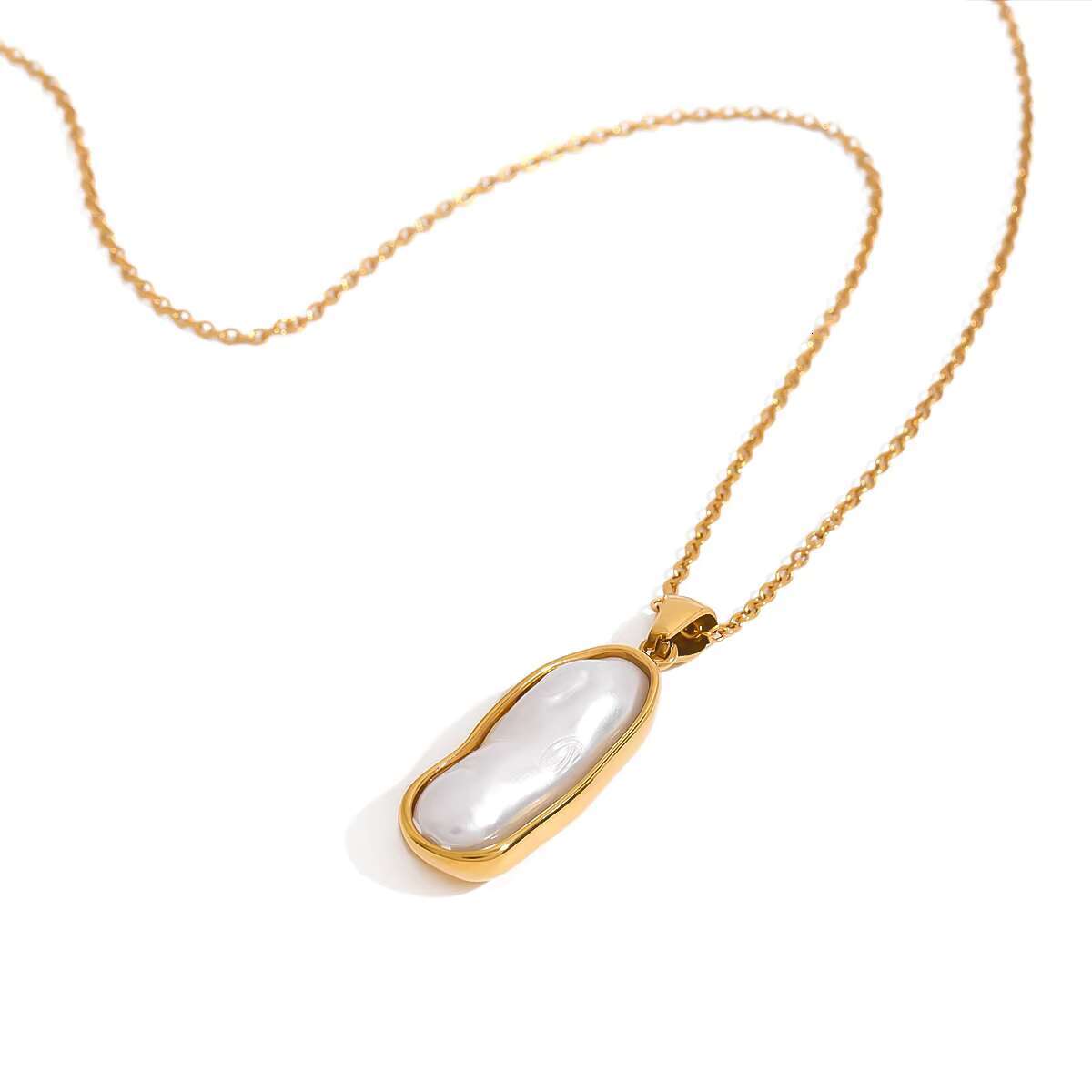 New Women's Gold Style Stainless Steel Reverse Star Pendant Link Two tone Necklace