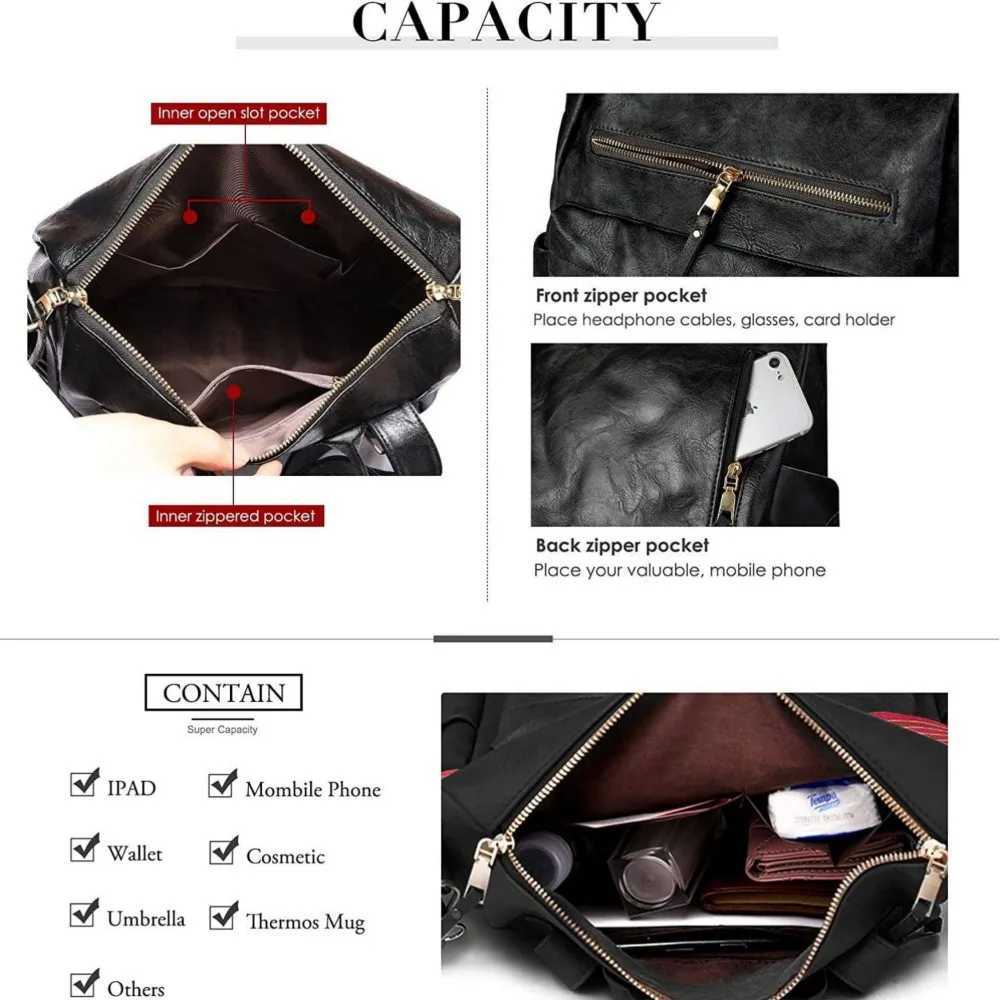 PU Leather Backpack Purse For Women Convertible Ladies Fashion Casual Large School Shoulder Bags Z250512