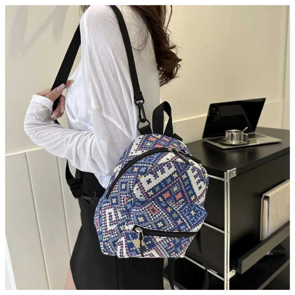 Zipper Female Backpack Portable Ethnic Style High-capacity School Backpack Adjustable Mini Shoulder Bag Adult Z250512
