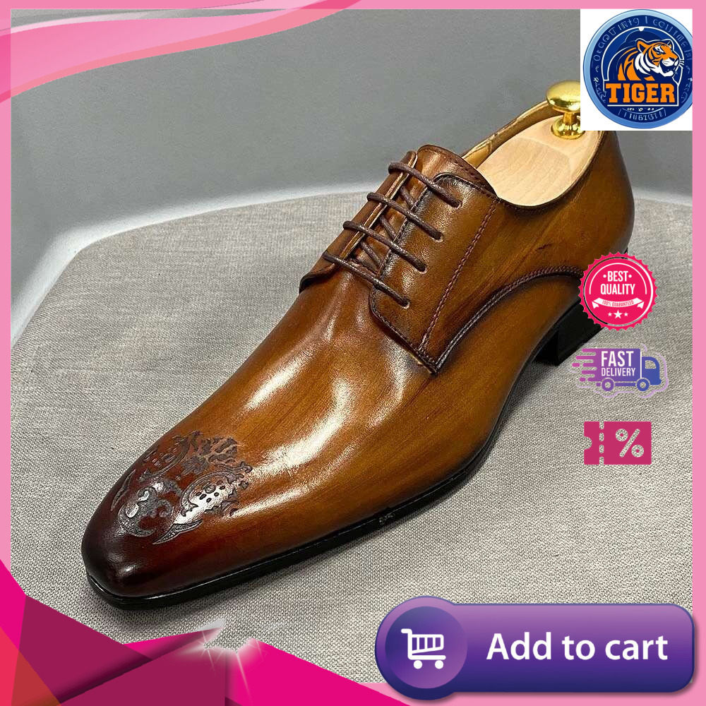 Ddmytiger Business Men S Casual Formal Derby Fashionable Carved Pointed Leather Shoes Outdoor Shoes