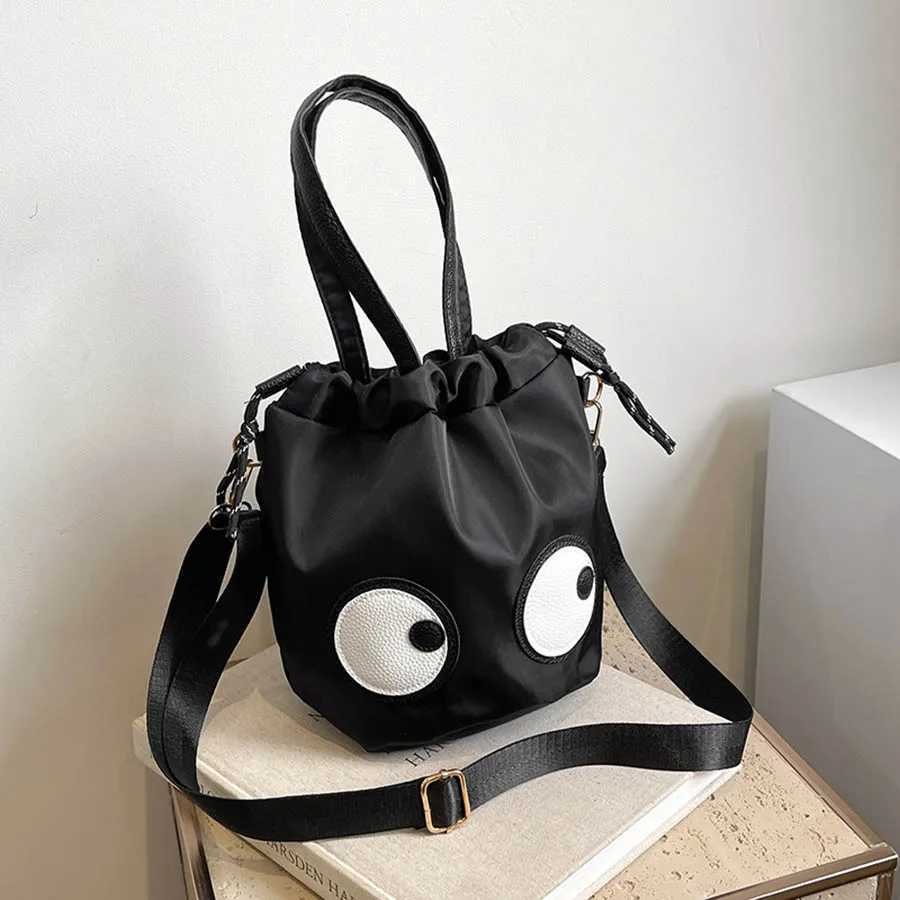 New Forest style waterproof nylon bag with quirky big eyes personalized handbag diagonal cross bag small tote bag bucket bag Z250512