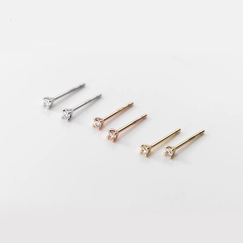 Mini Zircon Studs 925 Sterling Silver Earrings Fine Jewelry Minimalist Small Stud Earrings For Women Silver 925 Korean Girl 250512