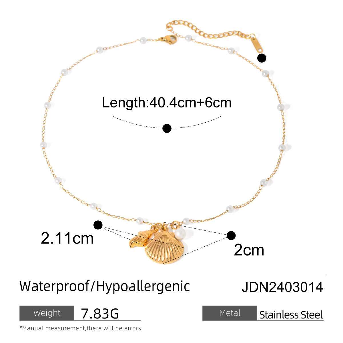 J&D Jewelry Ocean Series Gold Plated Stainless Steel Summer Beach Starfish Pearl Thick Pendant Girl Necklace