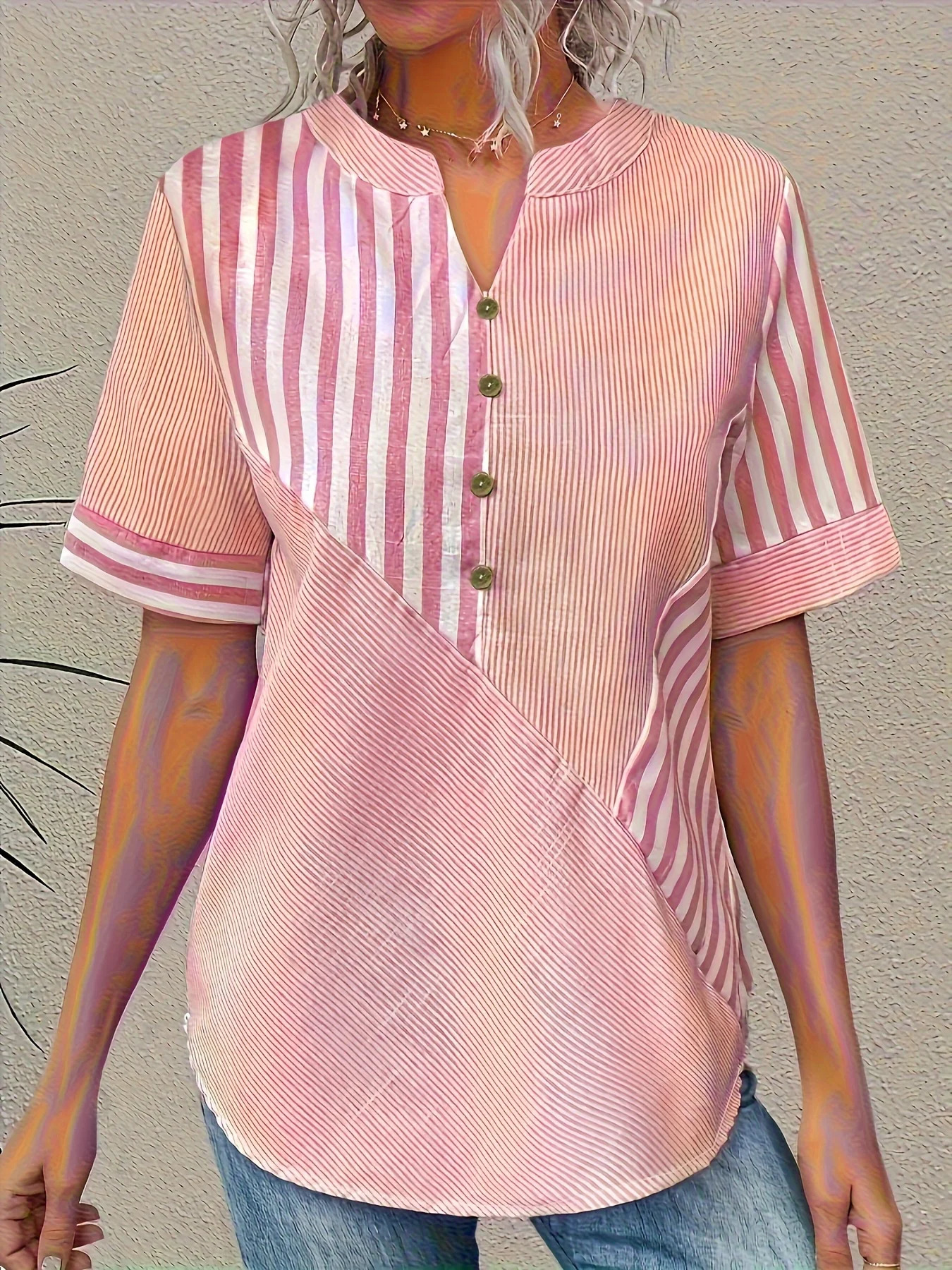 Womens Oversized Woven Shirt Long Sleeve Casual Button up Loose Fit for All Seasons 250515