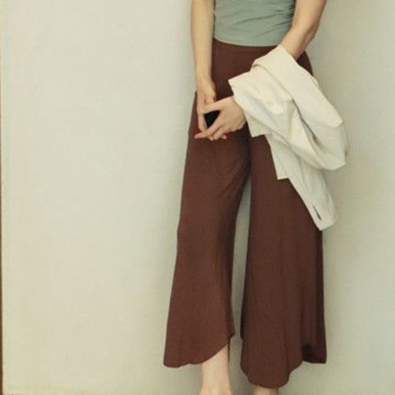 Lightweight loose yoga summer slightly flared thin casual high-waisted breathable white cloud pants for women