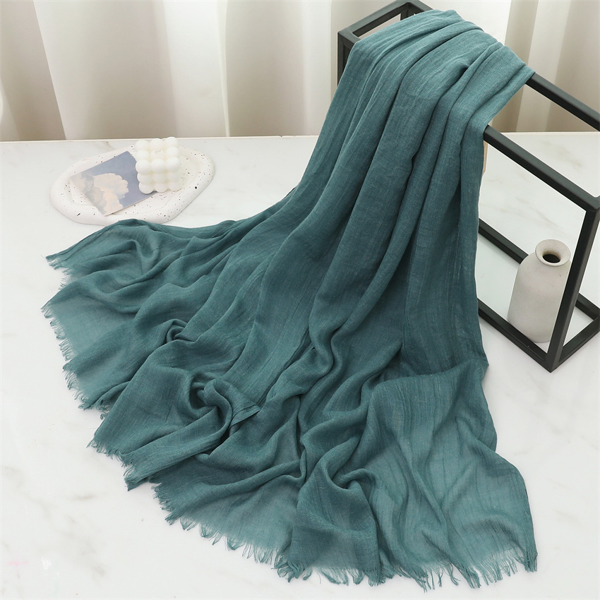 K696 Foreign trade scarf solid color cotton and linen towel spring, summer, autumn and winter women's literary sun protection warm shawl neck sca