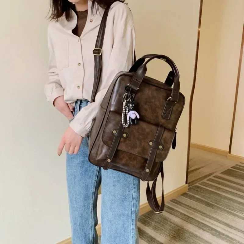 High Quality Pu Leather Womens Backpack Fashion New Designer Vintage New Ladies Travel Backpack Solid Color Women Shoulder Bags Z250512