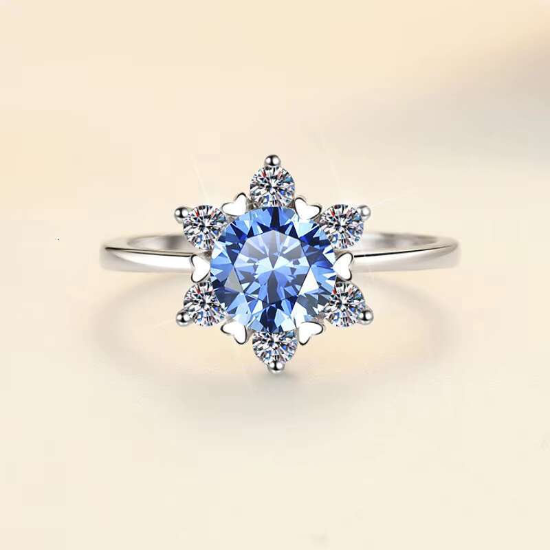 Fine Jewelry Intellectual Minimalist Ring for Women S925 Sterling Silver Blue Diamond VVS 1 Moissanite Ring of Women Ladies