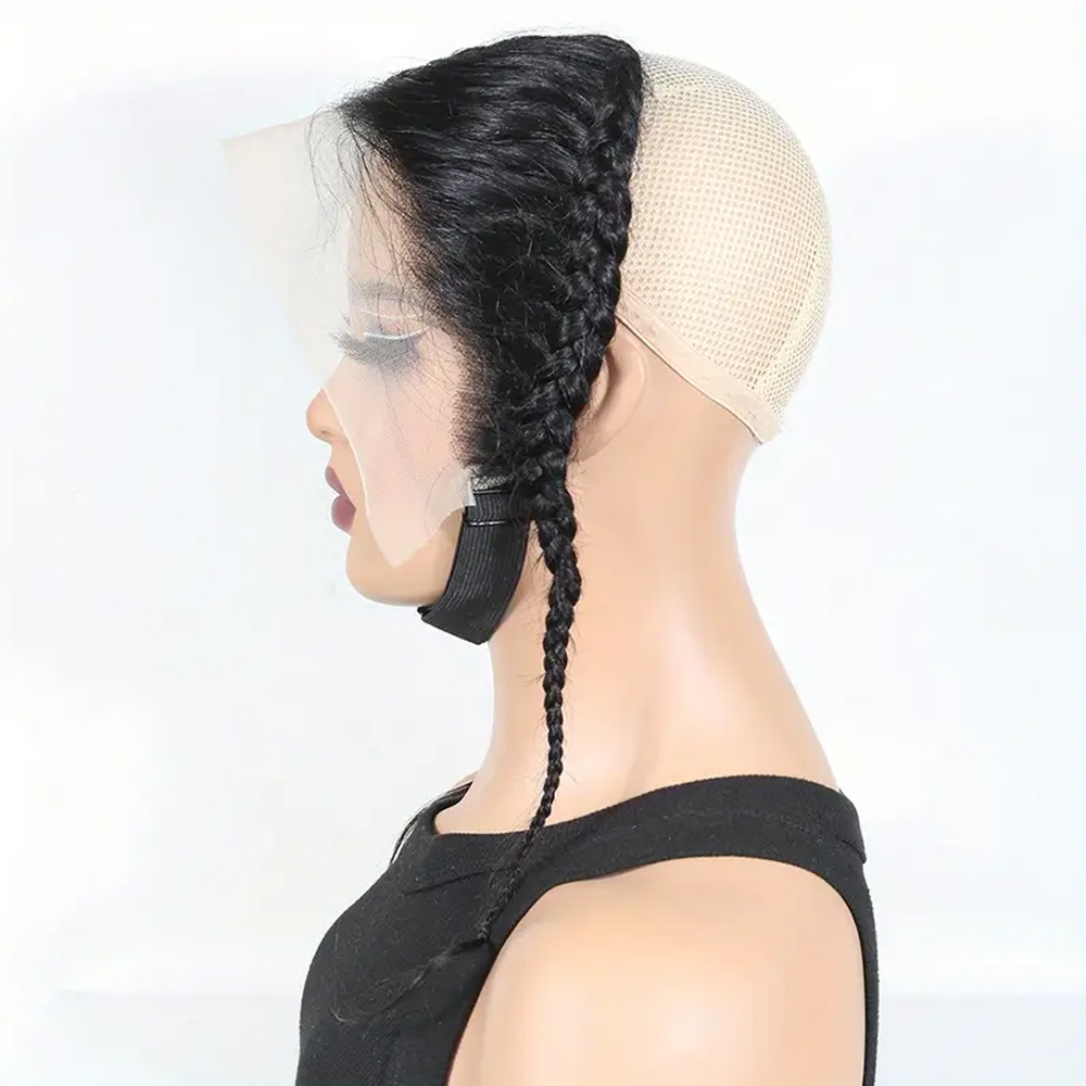 HD 13X4 Transparent Lace Frontal Human Hair with Braids 8-12 Inches Brzailian 100% Remy Hair Read Lace Frontal for Women Girls