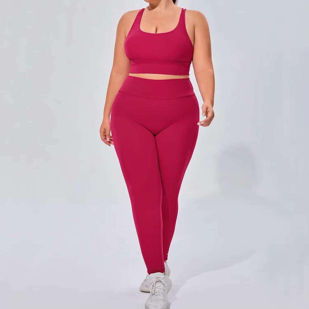 DHEssentials Women's leggings plus size nude, high elasticity, breathable two-piece fitness suit