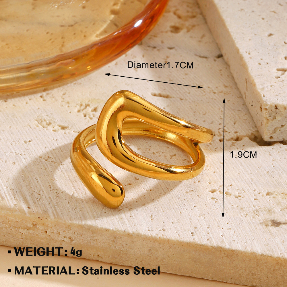 Popular Stainless Steel Simple Star Moon Open Personalized Hip Hop Geometric Circular Ring