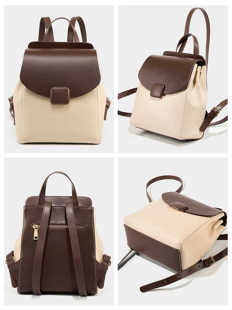 Zency Womens Small Backpack Split Leather Preppy Style s Stylish Schoolbag Multipocket Travel SaTChel Knapsack Z250512
