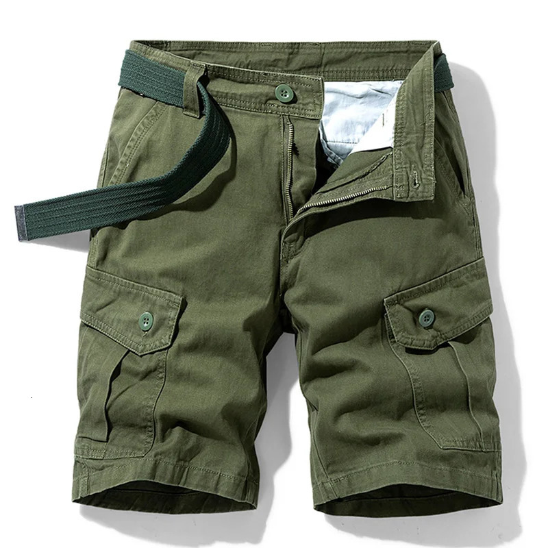 Men Summer Solid Casual Classic Cargo Shorts Men Fashion Cotton Multi-pocket Shorts Men Outwear Breathable Shorts Male 250509