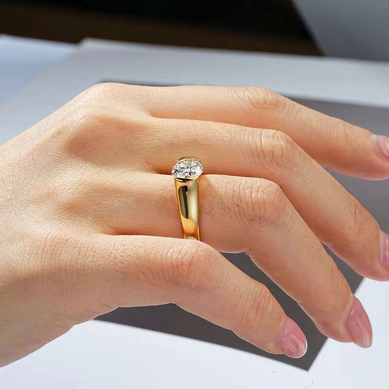 Chasau Fine Jewelry Women Men 2.0ct 2 Ct 8mm Center Stone Solitaire Moissanite 925 Sterling Silver Wedding Engagement Ring
