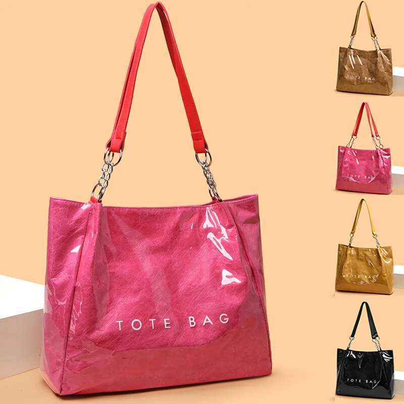Tote shoulder European and American cross-border hot-selling letter transparent handbag travel outdoor beach bag