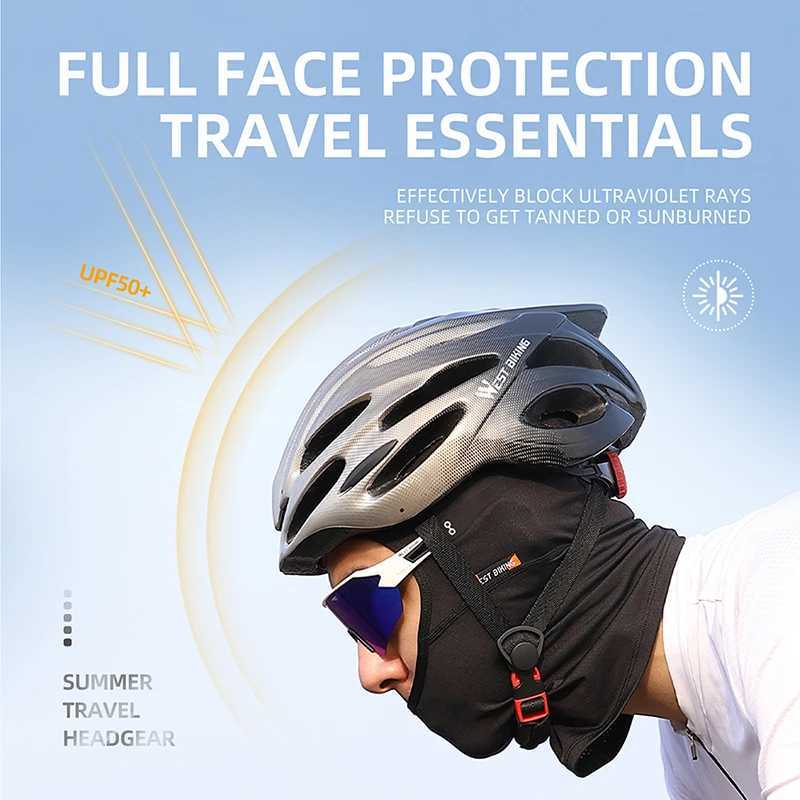 WEST BIKING Summer Cycling Cap Balaclava Face Ski Mask Hood Hiking Camping Hunting Tactical Airsoft Cap Bike Hats Neck GaiterW250512