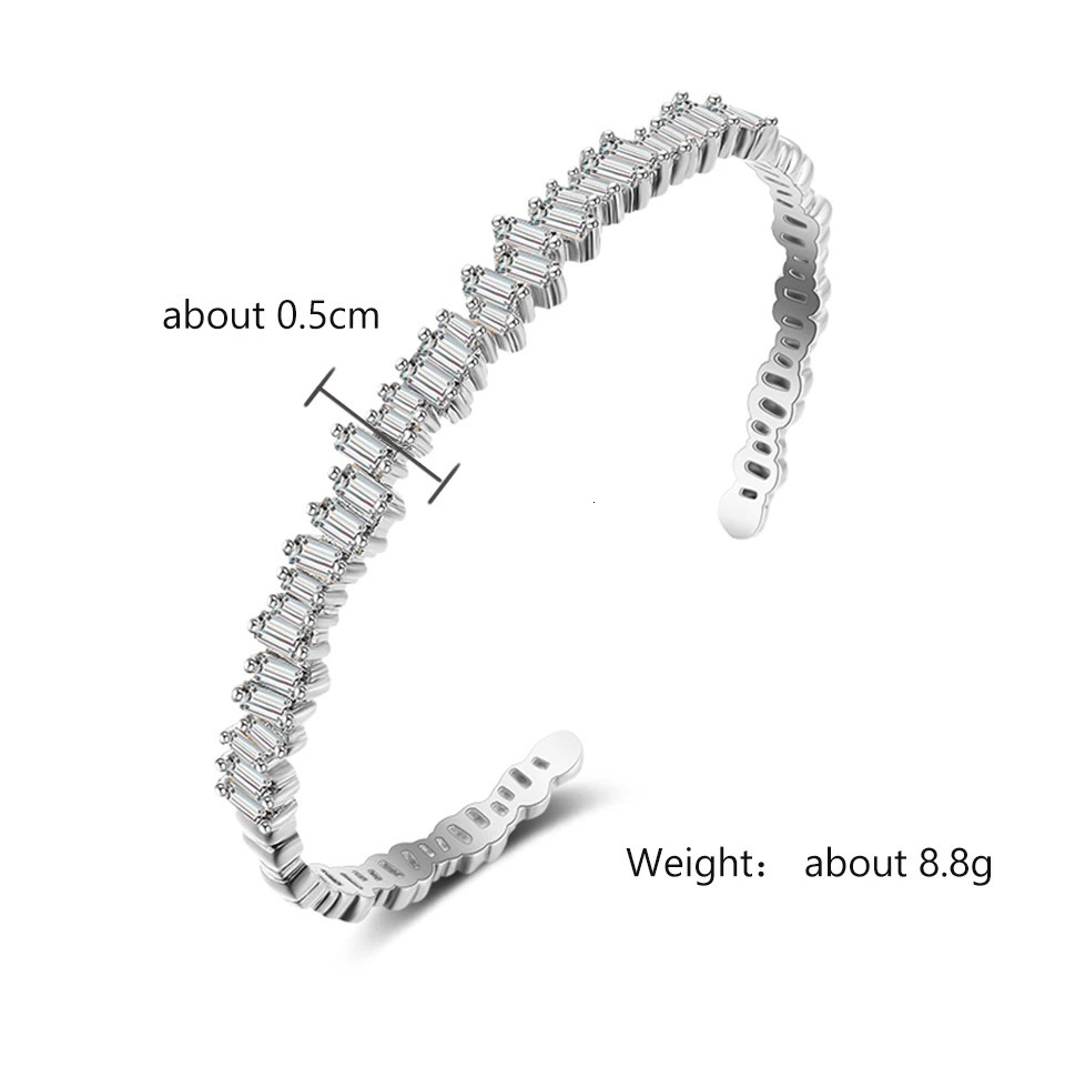 ZAKOL Fashion Cubic Zirconia Cuff Bangles for Women Trendy Baguette Men Open Bracelet Party Jewelry B154 250512