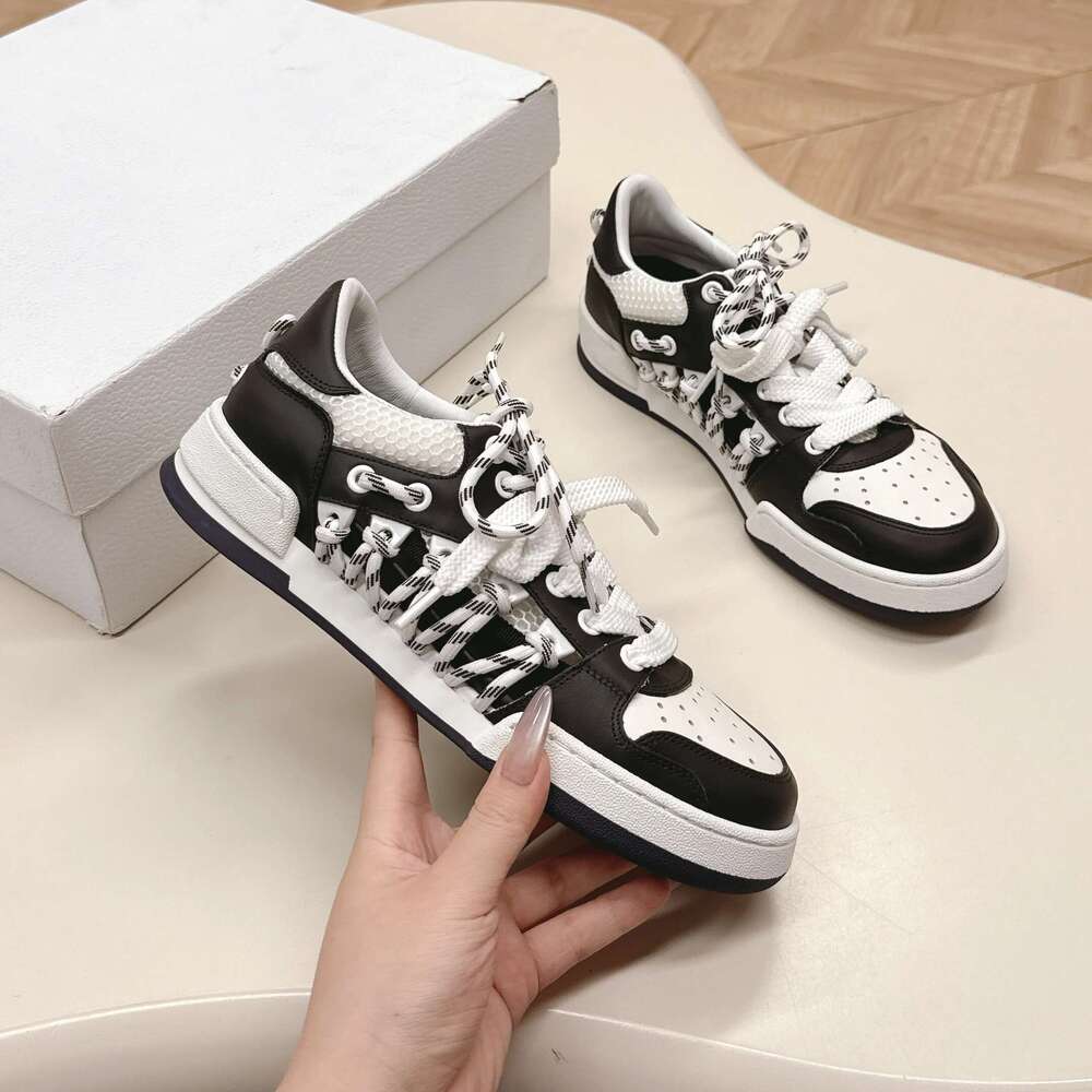 New Women Size35-44 Genuine Leather Couple Sneakers Hollow Sports Mixed Colors Flats Designer Shoes Zapatillas De Mujer