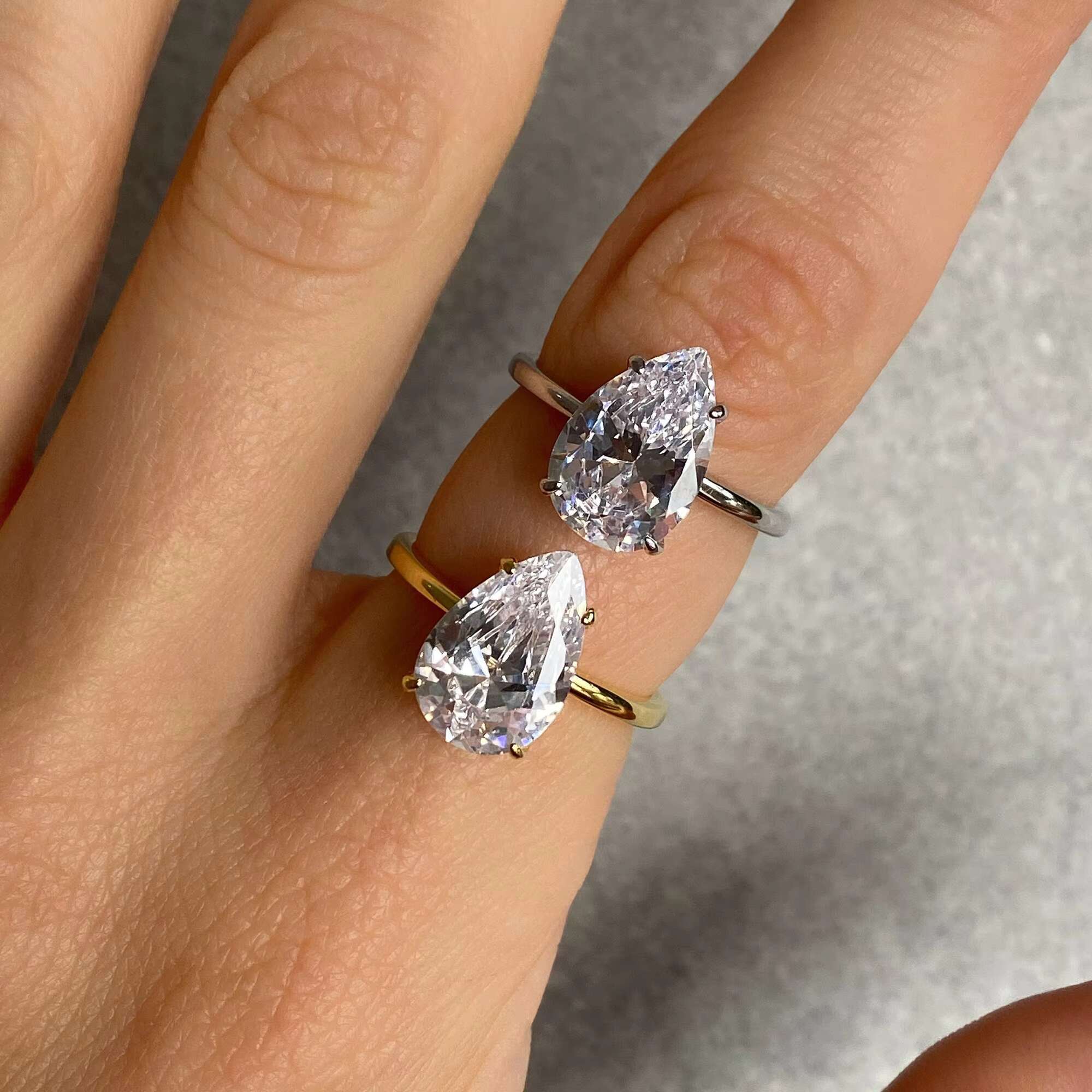 18K Gold Plated Custom Women 925 Sterling Silver Pear Cut Vvs1 Moissanite Engagement Rings
